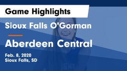 Sioux Falls O'Gorman  vs Aberdeen Central  Game Highlights - Feb. 8, 2020