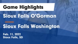 Sioux Falls O'Gorman  vs Sioux Falls Washington  Game Highlights - Feb. 11, 2022