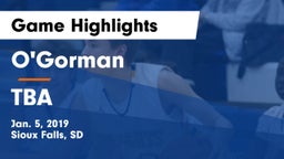 O'Gorman  vs TBA Game Highlights - Jan. 5, 2019