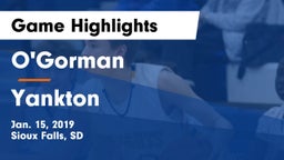 O'Gorman  vs Yankton  Game Highlights - Jan. 15, 2019