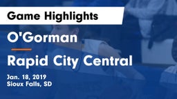 O'Gorman  vs Rapid City Central  Game Highlights - Jan. 18, 2019