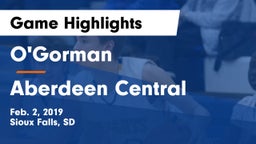 O'Gorman  vs Aberdeen Central  Game Highlights - Feb. 2, 2019