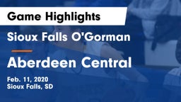 Sioux Falls O'Gorman  vs Aberdeen Central  Game Highlights - Feb. 11, 2020
