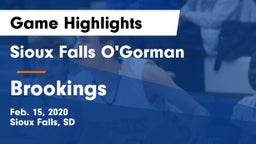 Sioux Falls O'Gorman  vs Brookings  Game Highlights - Feb. 15, 2020
