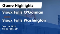 Sioux Falls O'Gorman  vs Sioux Falls Washington  Game Highlights - Jan. 10, 2022