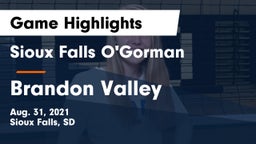 Sioux Falls O'Gorman  vs Brandon Valley  Game Highlights - Aug. 31, 2021
