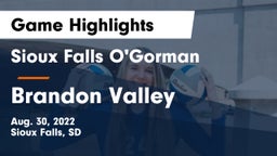 Sioux Falls O'Gorman  vs Brandon Valley  Game Highlights - Aug. 30, 2022