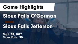Sioux Falls O'Gorman  vs Sioux Falls Jefferson  Game Highlights - Sept. 20, 2022