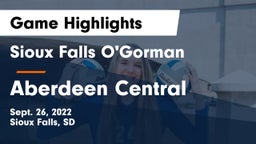 Sioux Falls O'Gorman  vs Aberdeen Central  Game Highlights - Sept. 26, 2022