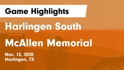 Harlingen South  vs McAllen Memorial  Game Highlights - Nov. 13, 2020