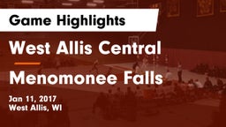 West Allis Central  vs Menomonee Falls  Game Highlights - Jan 11, 2017