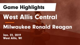 West Allis Central  vs Milwaukee Ronald Reagan  Game Highlights - Jan. 22, 2019