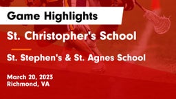 St. Christopher's School vs St. Stephen's & St. Agnes School Game Highlights - March 20, 2023