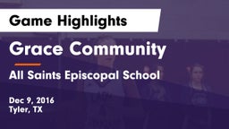 Grace Community  vs All Saints Episcopal School Game Highlights - Dec 9, 2016