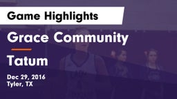 Grace Community  vs Tatum  Game Highlights - Dec 29, 2016