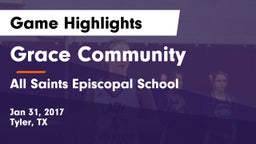 Grace Community  vs All Saints Episcopal School Game Highlights - Jan 31, 2017