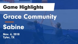 Grace Community  vs Sabine  Game Highlights - Nov. 6, 2018