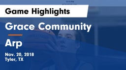 Grace Community  vs Arp  Game Highlights - Nov. 20, 2018