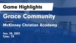 Grace Community  vs McKinney Christian Academy Game Highlights - Jan. 28, 2022