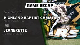 Recap: Highland Baptist Christian  vs. Jeanerette  2016