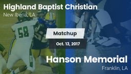 Matchup: Highland Baptist vs. Hanson Memorial  2017