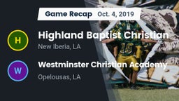 Recap: Highland Baptist Christian  vs. Westminster Christian Academy  2019