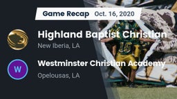 Recap: Highland Baptist Christian  vs. Westminster Christian Academy  2020