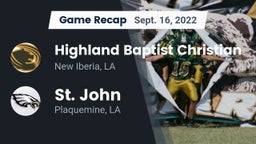 Recap: Highland Baptist Christian  vs. St. John  2022