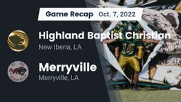 Recap: Highland Baptist Christian  vs. Merryville  2022