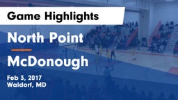 North Point  vs McDonough  Game Highlights - Feb 3, 2017