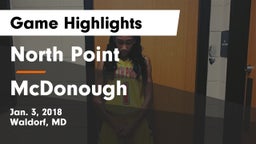 North Point  vs McDonough  Game Highlights - Jan. 3, 2018