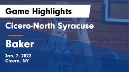 Cicero-North Syracuse  vs Baker  Game Highlights - Jan. 7, 2022