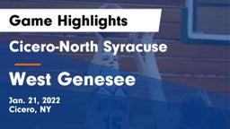 Cicero-North Syracuse  vs West Genesee  Game Highlights - Jan. 21, 2022