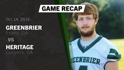 Recap: Greenbrier  vs. Heritage  2016