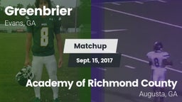 Matchup: Greenbrier High vs. Academy of Richmond County  2017
