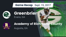 Recap: Greenbrier  vs. Academy of Richmond County  2017