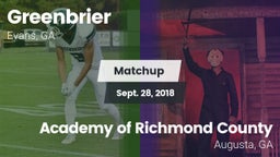 Matchup: Greenbrier High vs. Academy of Richmond County  2018