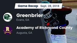 Recap: Greenbrier  vs. Academy of Richmond County  2018