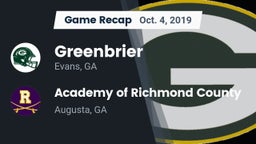 Recap: Greenbrier  vs. Academy of Richmond County  2019