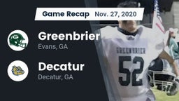 Recap: Greenbrier  vs. Decatur  2020