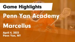 Penn Yan Academy  vs Marcellus  Game Highlights - April 4, 2023