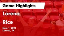 Lorena  vs Rice Game Highlights - Nov. 1, 2021