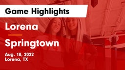 Lorena  vs Springtown  Game Highlights - Aug. 18, 2022