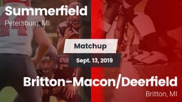 Matchup: Summerfield High vs. Britton-Macon/Deerfield  2019