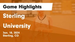 Sterling  vs University  Game Highlights - Jan. 18, 2024