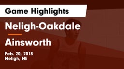 Neligh-Oakdale  vs Ainsworth  Game Highlights - Feb. 20, 2018
