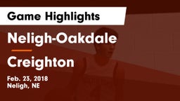 Neligh-Oakdale  vs Creighton  Game Highlights - Feb. 23, 2018