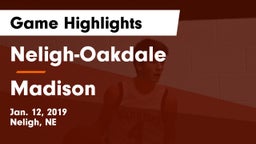 Neligh-Oakdale  vs Madison  Game Highlights - Jan. 12, 2019