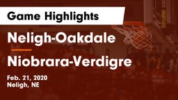 Neligh-Oakdale  vs Niobrara-Verdigre  Game Highlights - Feb. 21, 2020