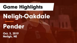 Neligh-Oakdale  vs Pender  Game Highlights - Oct. 3, 2019